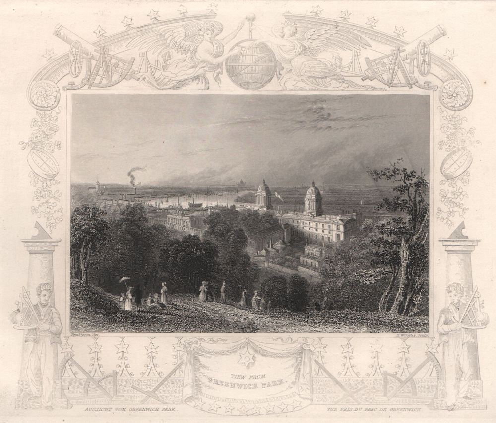 'View from Greenwich Park'. London. Decorative view by William TOMBLESON 1835